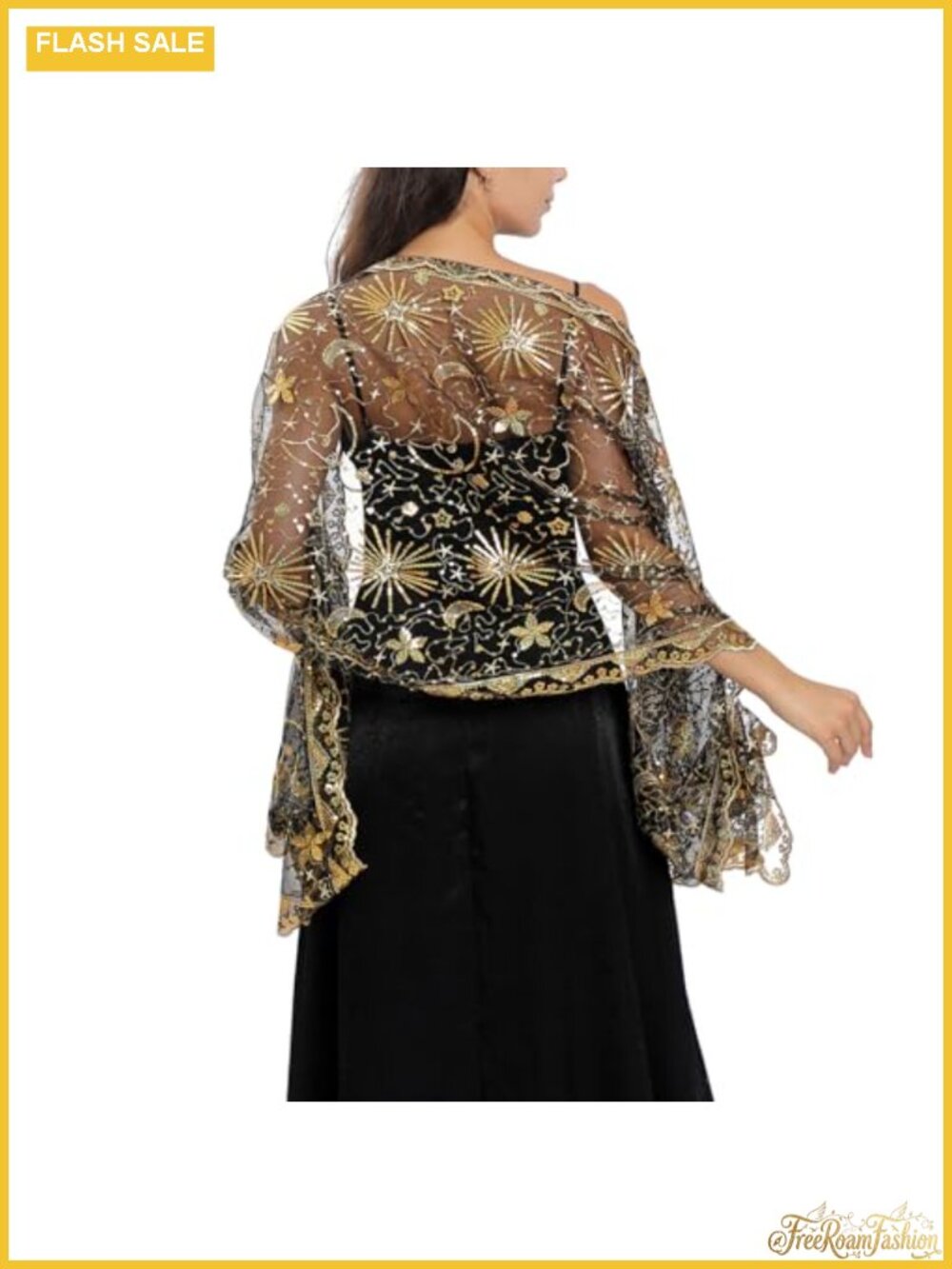 Sequin Star Moon Mesh Shawl Evening Wrap for Women Wedding Party